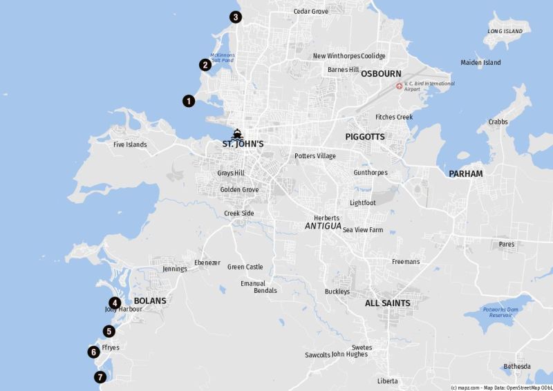 Beliebte Strände für Landausflüge auf Antigua