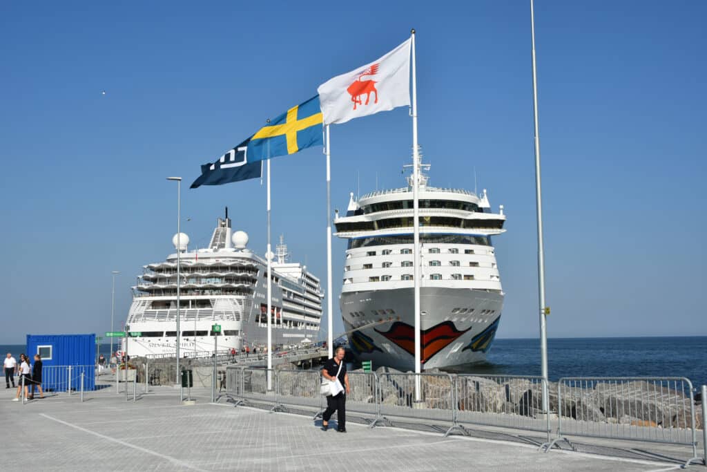 Blick auf den Hafen von Visby