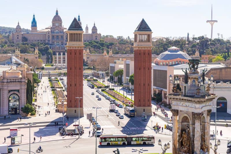 Blick von der Placa d'Espana auf das Gelände der Weltausstellung 1929