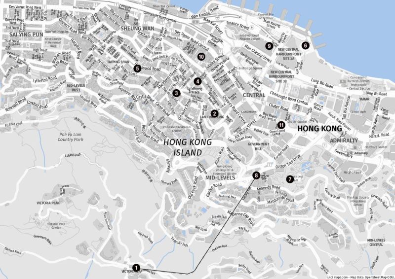 Karte von Central und Victoria Peak 