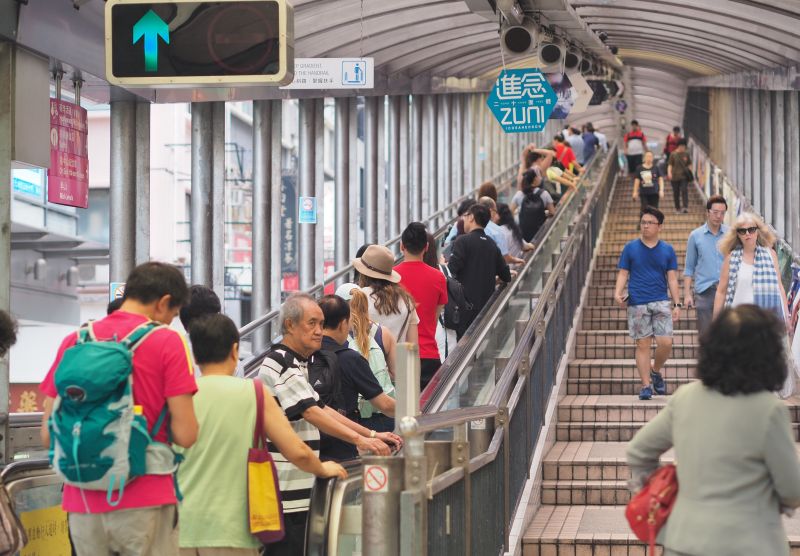 Central–Mid-Levels Escalator auf Honkong Island