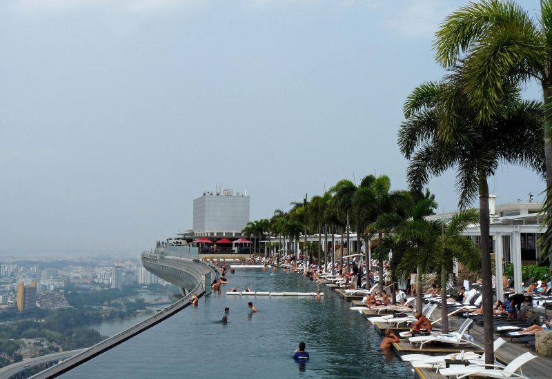 Der Infinity Pool auf dem Marina Bay Sands ist leider nur für Hotelgäste