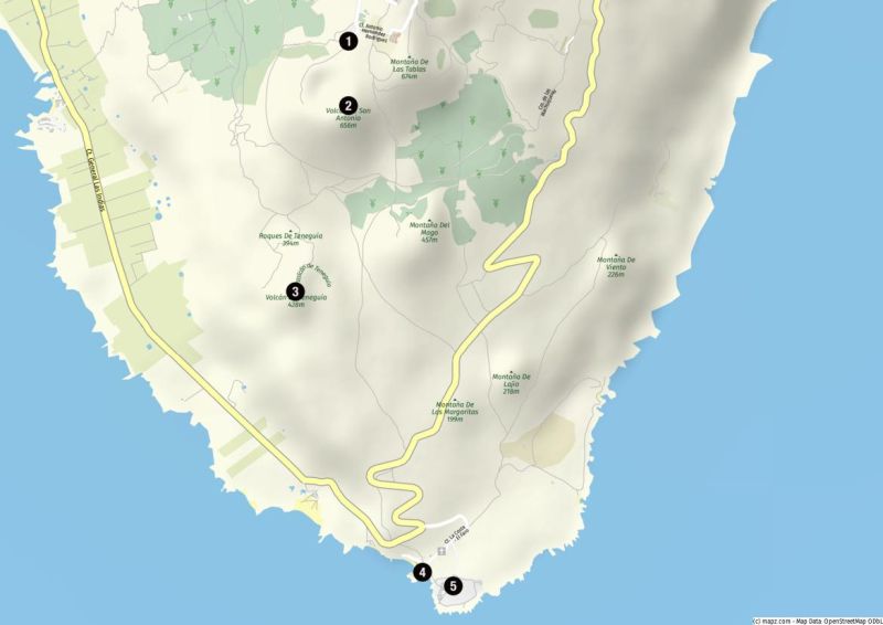 Karte des schwarzen Südens von La Palma
