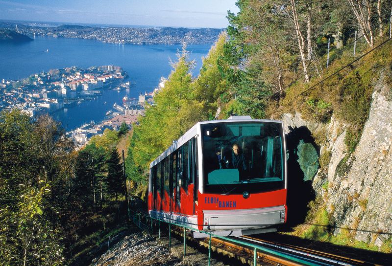 Die Standseilbahn Fløibanen in Bergen auf eigene Faust nehmen