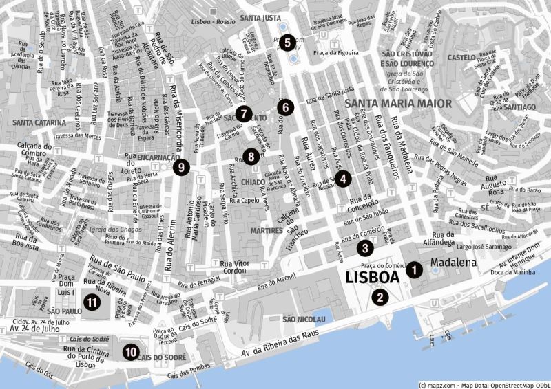 Karte: Ein Rundgang im Stadtviertel Baixa