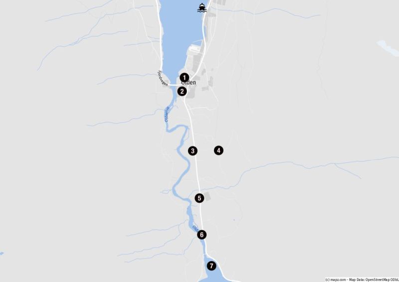 Karte eines Spaziergangs in Olden