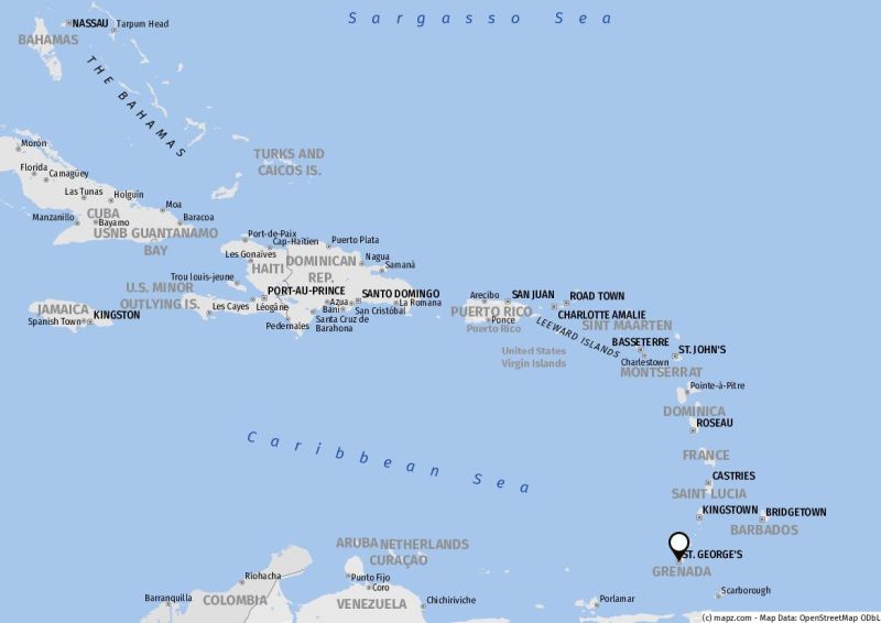 Grenada ist die südlichste Insel der Kleinen Antillen