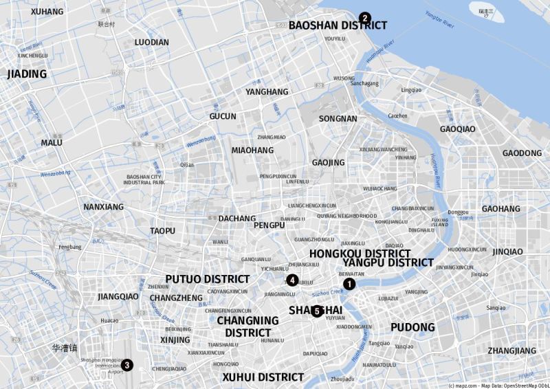 Großraum Shanghai mit den Cruise Terminals