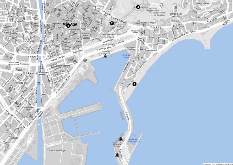 Hafen und Stadt in Malaga