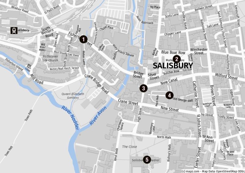 Karte: In Southampton auf eigene Faust nach Salisbury
