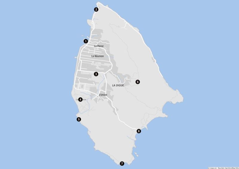 Karte der Highlights für Landausflüge auf La Digue