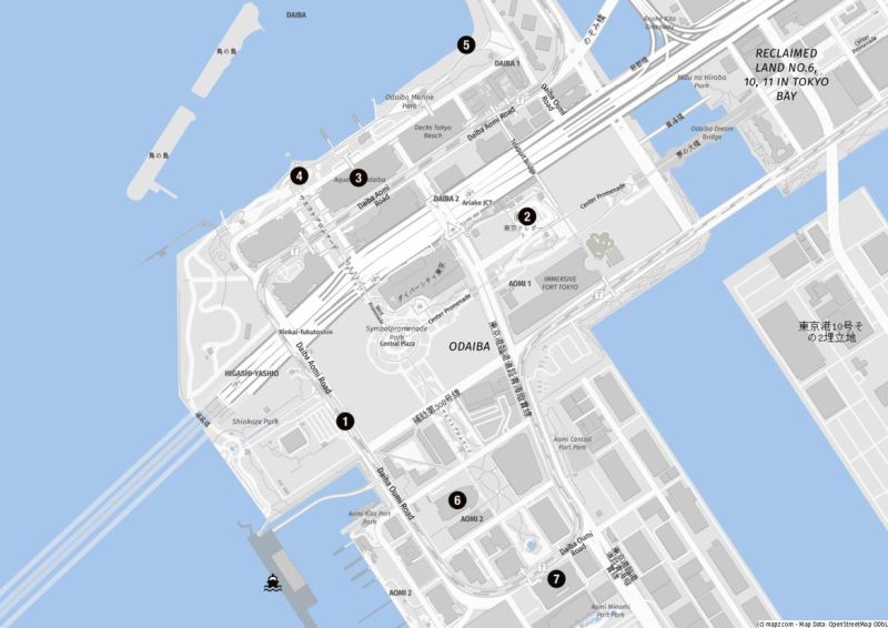 Karte der Insel Odaida mit dem Cruise Terminal