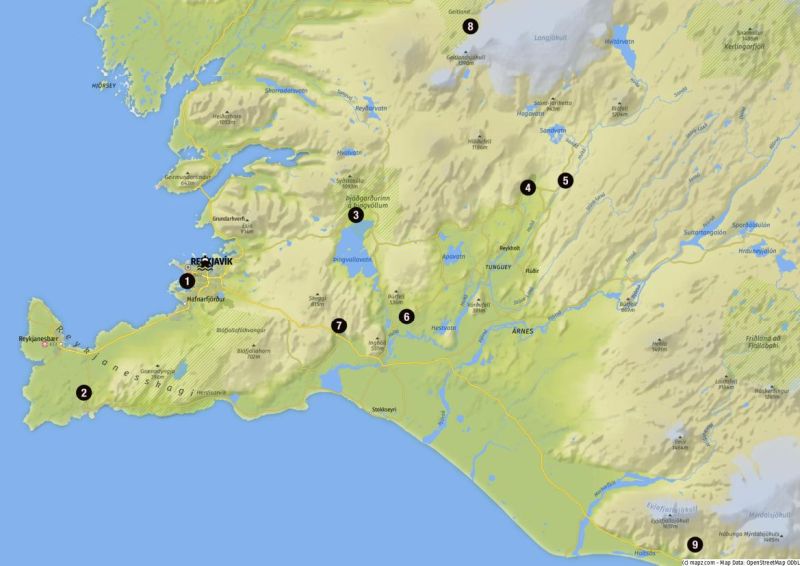 Karte der Landausflugsziele im Umland
