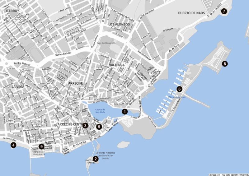 Karte der Landausflugsziele in Arrecife