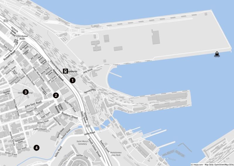 Karte des Hafens und des Zentrums von Port Elizabeth