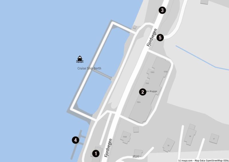 Karte des Kreuzfahrthafens von Olden