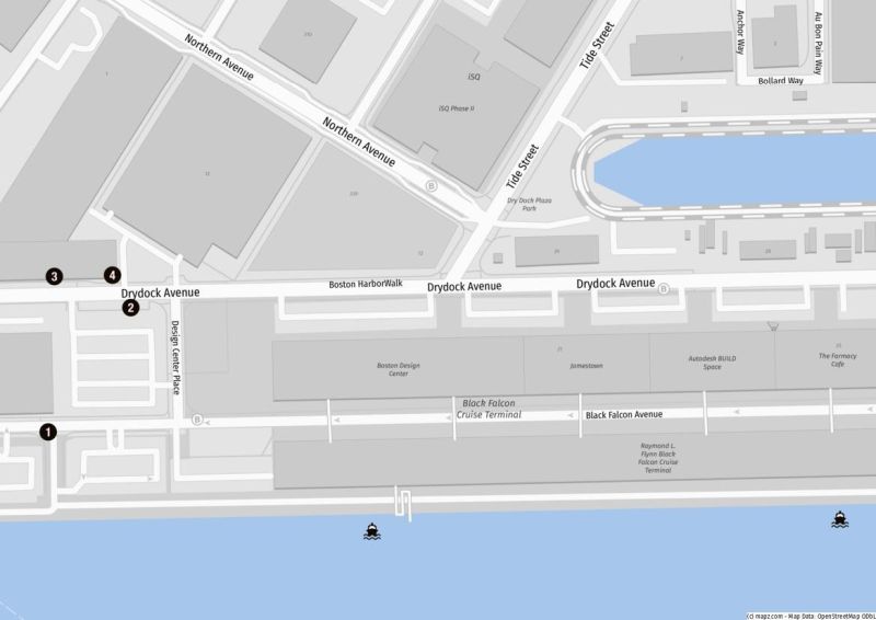 Karte des Raymond L. Flynn Black Falcon Cruise Terminal