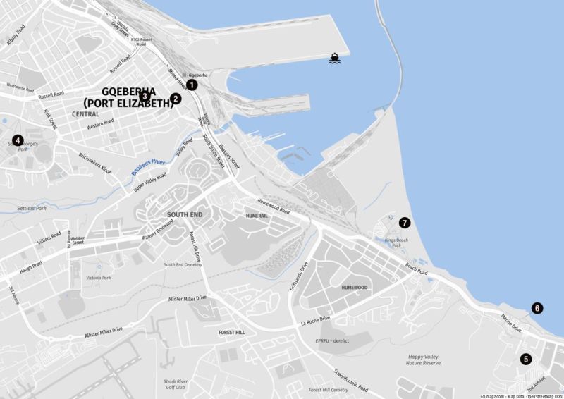 Karte für Landausflüge in Port Elizabeth auf eigene Faust