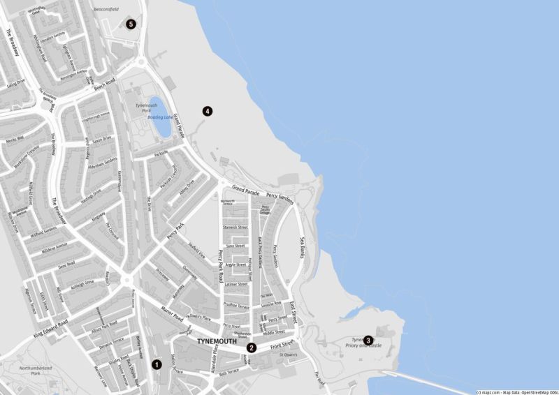 Karte für Landausflüge nach Tynemouth