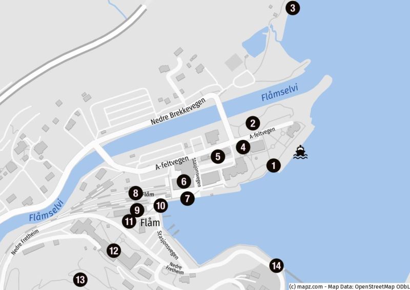 Karte für einen Rundgang in Flåm