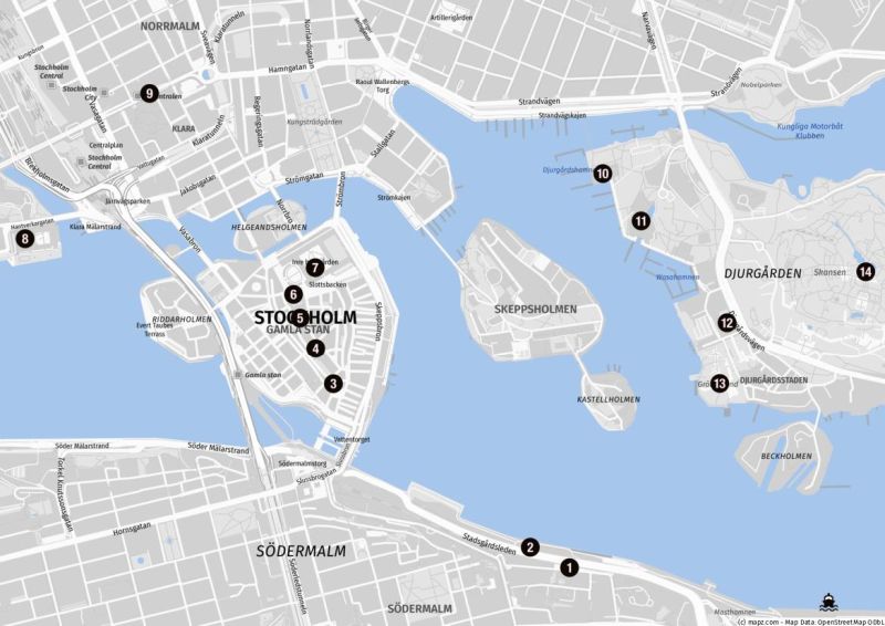 Karte für einen Stadtbummel ab Hauptliegeplatz Stadsgården