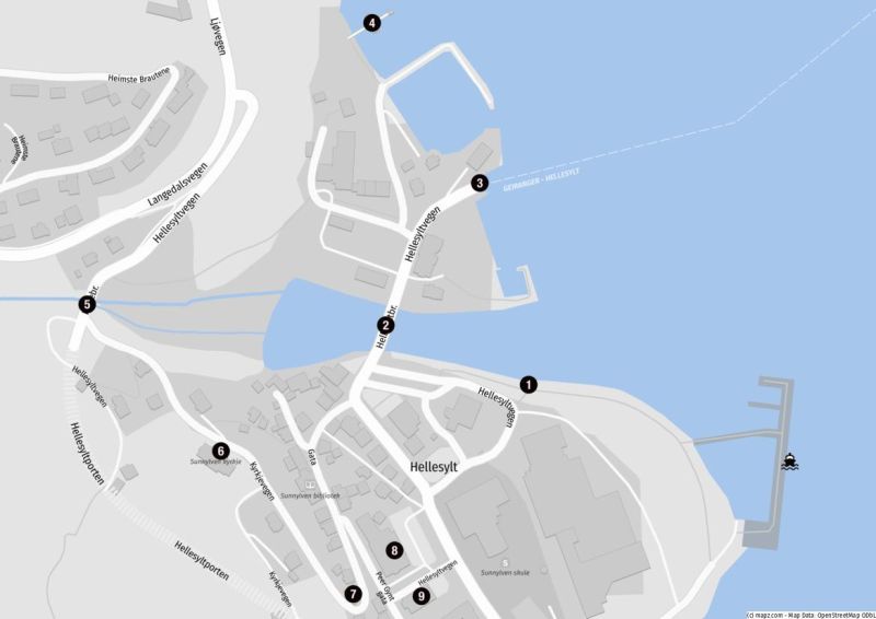 Karte für einen Stadtbummel in Hellesylt