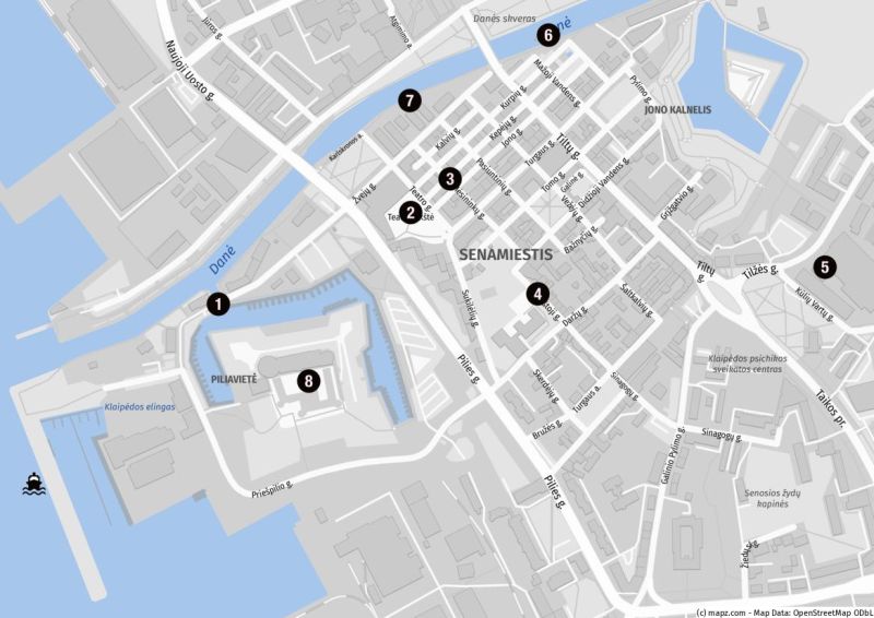 Karte für einen Stadtbummel in Klaipeda