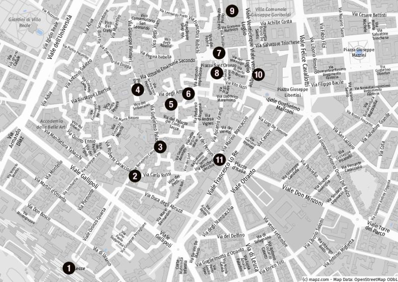 Karte für einen Stadtbummel in Lecce