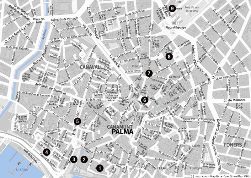 Karte für einen Stadtbummel in Palma auf eigene Faust