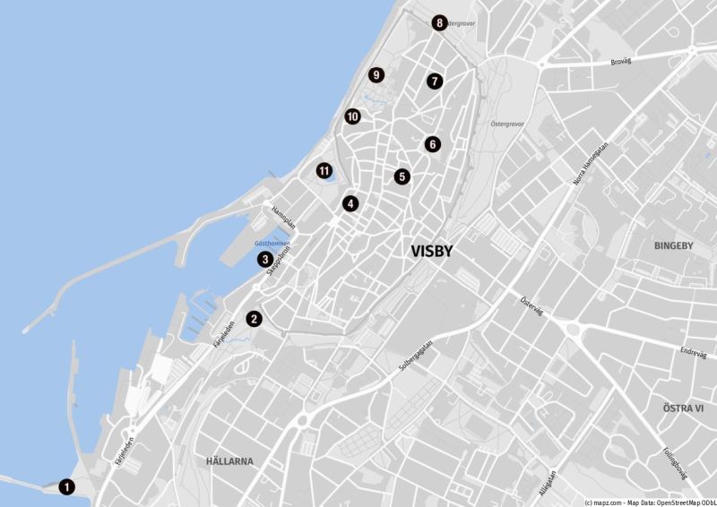Karte für einen Stadtbummel in Visby