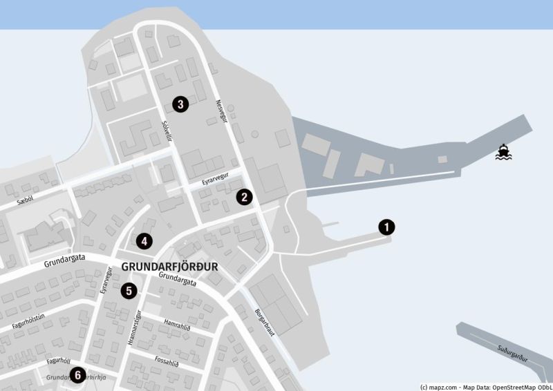 Karte von Grundarfjörður mit dem Kreuzfahrthafen