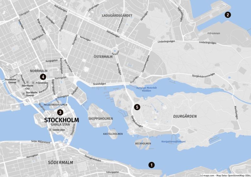 Karte von Stockholm für Kreuzfahrer