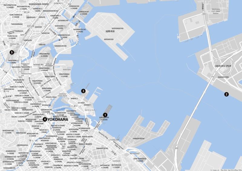 Karte von Yokohama für Kreuzfahrer