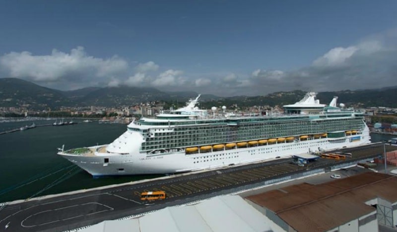 Kreuzfahrtschiff an der Molo Garibaldi
