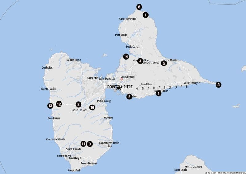 Ziele für Landausflüge auf Guadeloupe