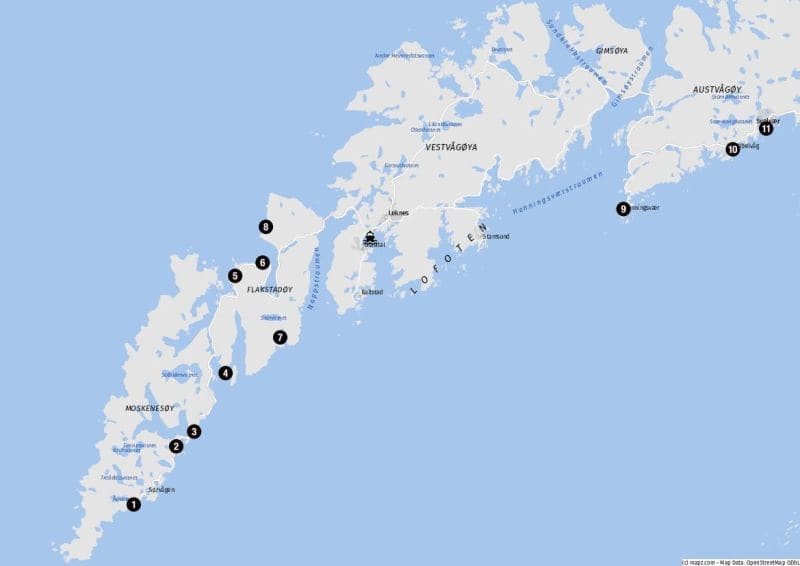 Landausflugsziele auf den anderen Inseln der Lofoten