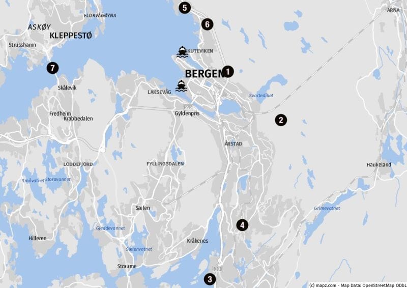 Landausflugsziele außerhalb des Zentrums von Bergen