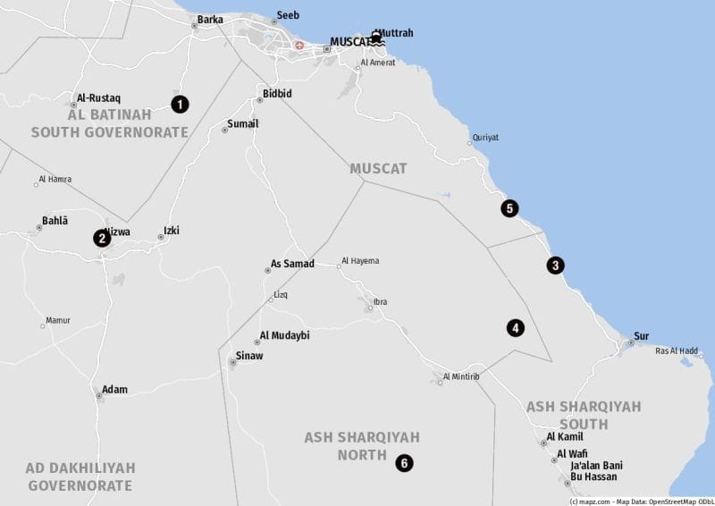Landausflugsziele im Umland von Muscat