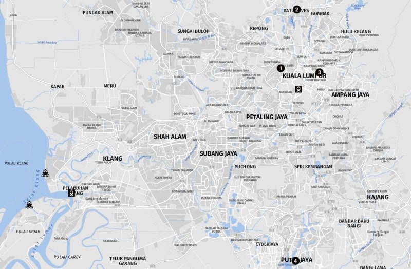 Ziele für Landausflüge in Port Klang und Kuala Lumpur