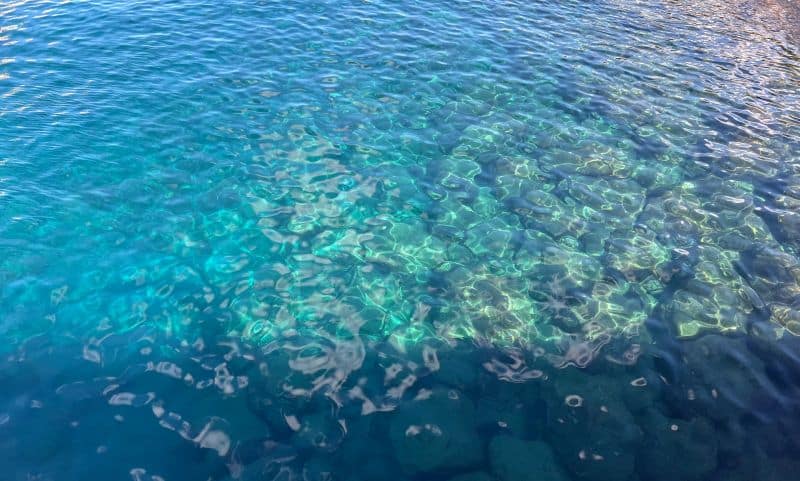 Schnorcheln im klaren, blauen Wasser Dominicas