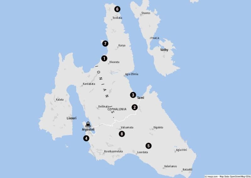 Sehenswürdigkeiten für Landausflüge auf Kefalonia