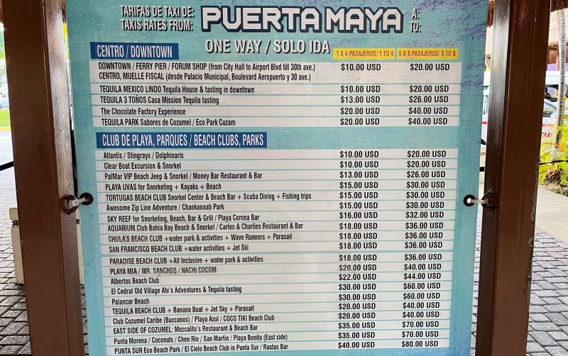 Taxipreise am Puerta Maya Cruise Center