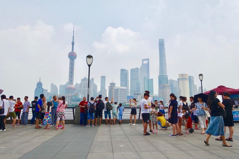 Von der Promenade the Bund hat man einen schönen Blick auf die Skyline