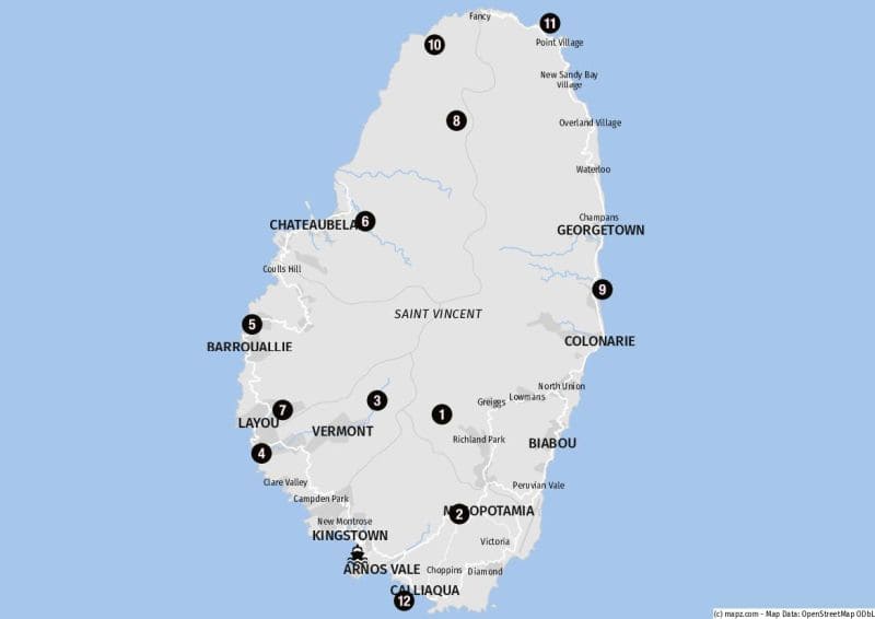 Ziele für Landausflüge auf St. Vincent
