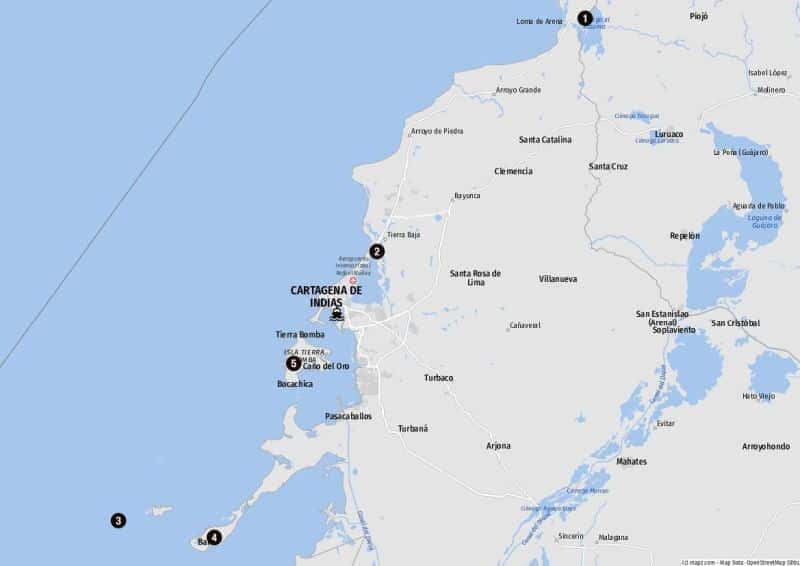 Ziele für Landausflüge im Umland von Cartagena de Indias